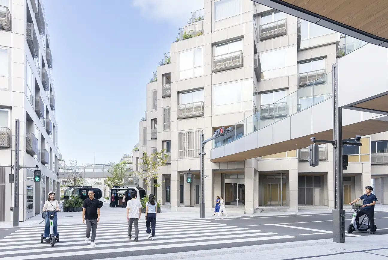 Pedestrians and mobility devices sharing a smart urban street in Woven City